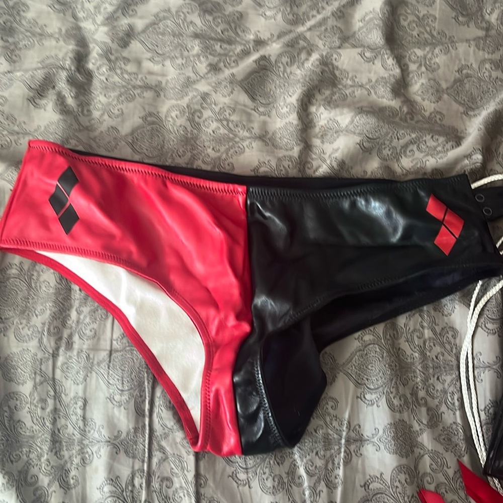 Harley Quinn corset top and underwear bottoms